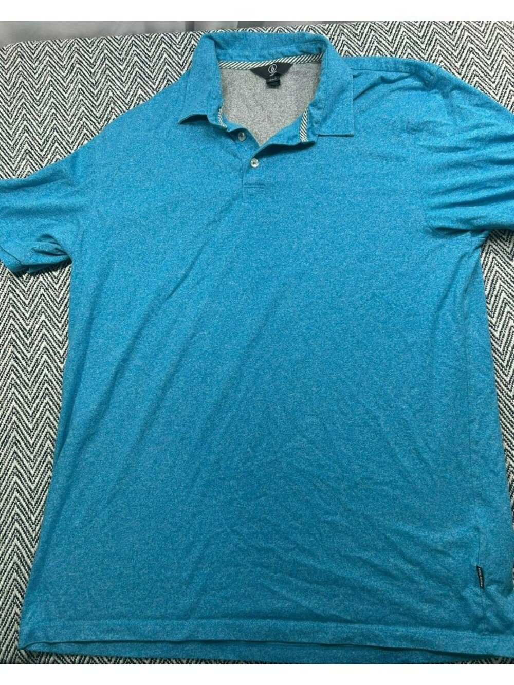 Volcom Mens Polo Shirt Blue Extra Large Cotton Blend Heathered Casual Pre-Owned